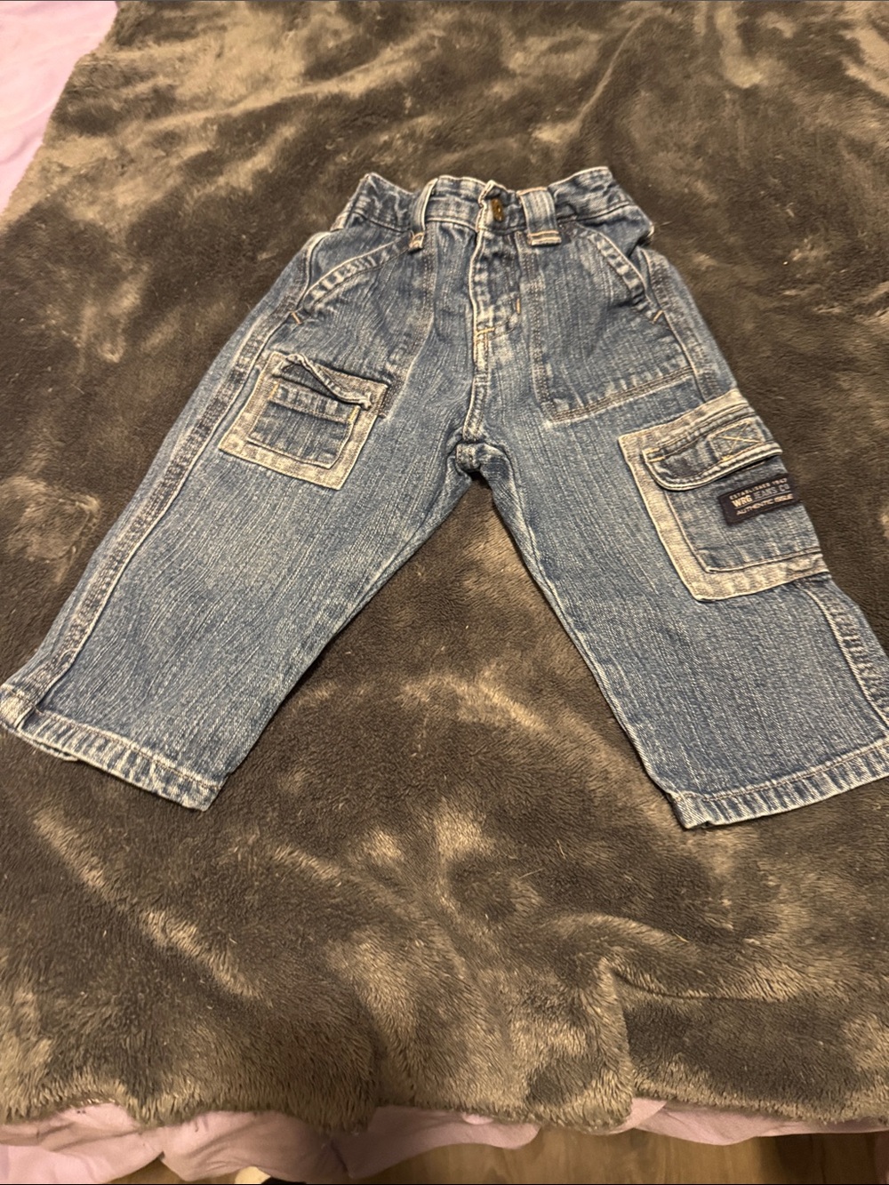 Classic Blue Denim Cargo Pants for Kids